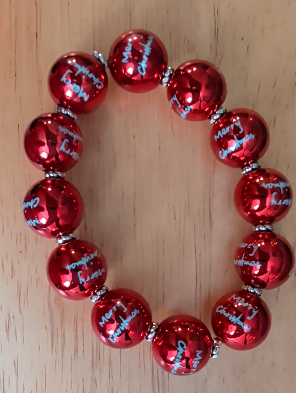 Red With Merry Christmas On The Beads. NWOT